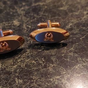 Vintage Estate Hickok Masonic Shriners Emblem Cufflinks Gold Tone Metal (**)